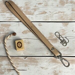 Michael Kors Beige Leather Wristlet Strap Purse Accessory